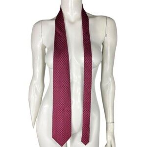 Dormeuil Men’s Necktie Tie 100% Silk Geometric Red Blue Handmade in Italy 58.5”